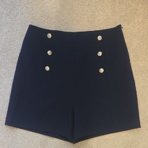 Rachel Zoe Navy High Waist Shorts with Metallic Buttons